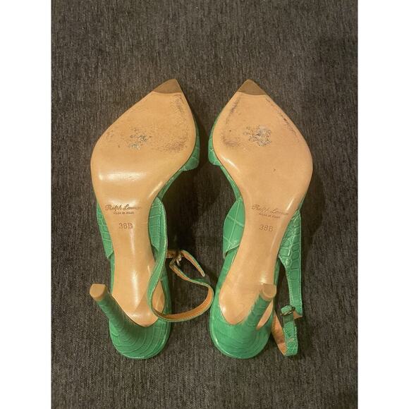 Ralph Lauren Collection Purple Label Alligator Heels D'orsay Pumps 8 Green Point - Picture 9 of 9